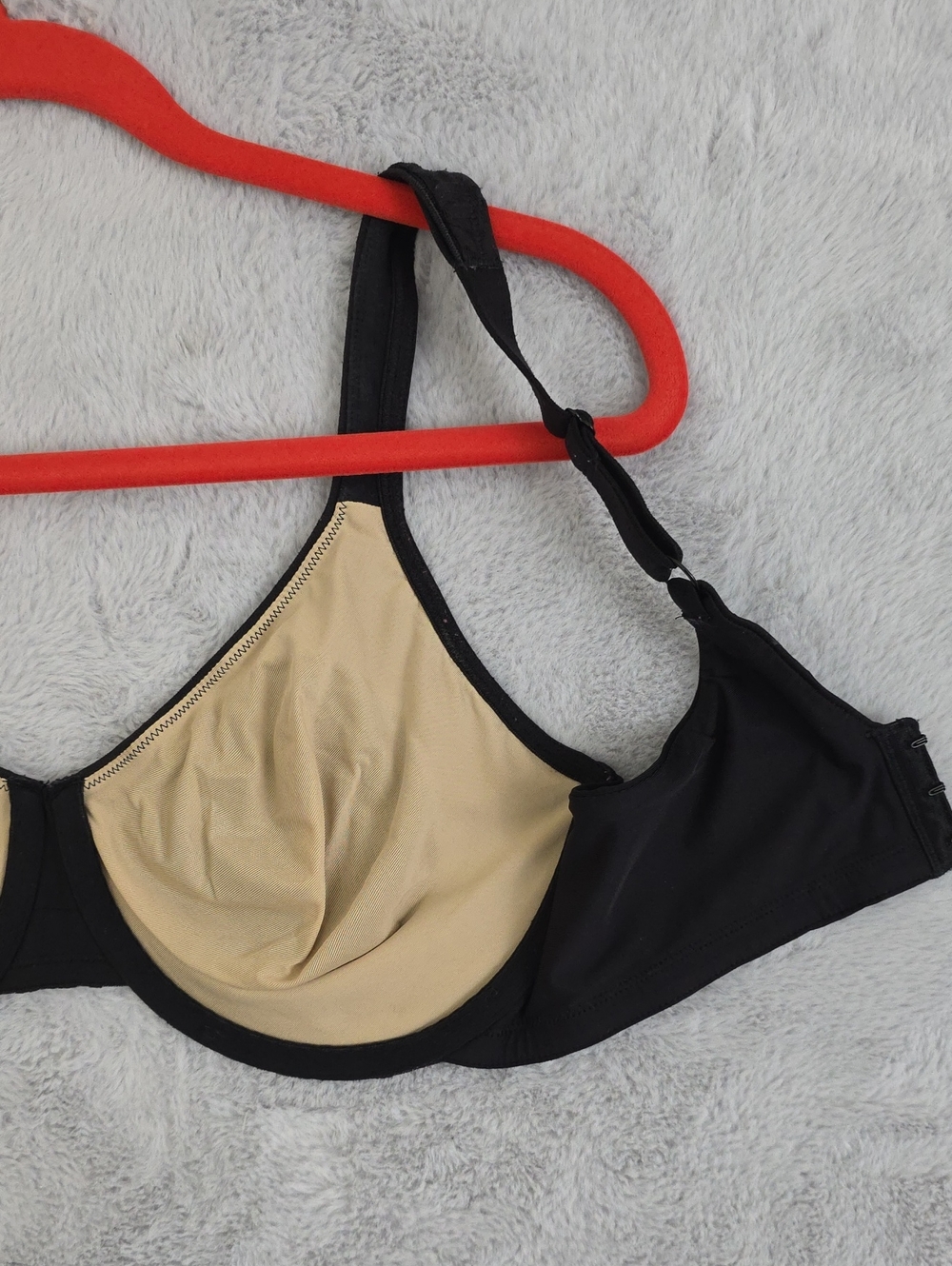 Olga 38DD Sheer Mesh Underwire Bra Black Nude Leaf Embroidered Full Coverage - Picture 10 of 11